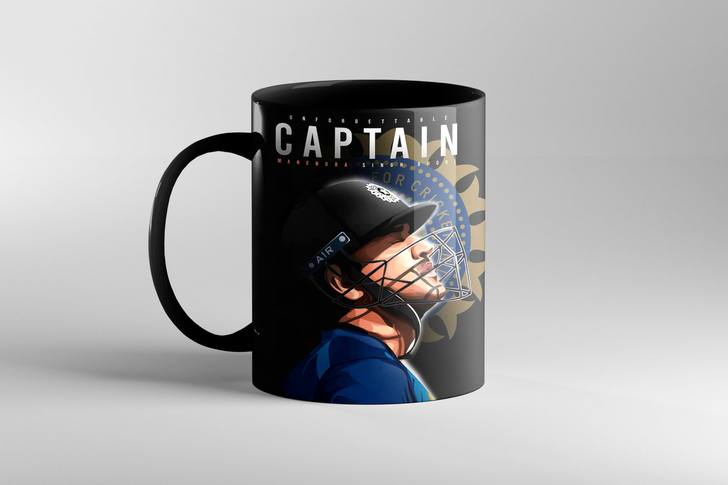 MS Dhoni THE CAPTAIN Black Coffee Mug