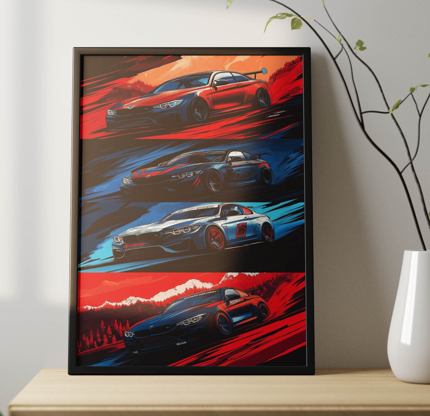 Super Cars Collage Art Poster Frame
