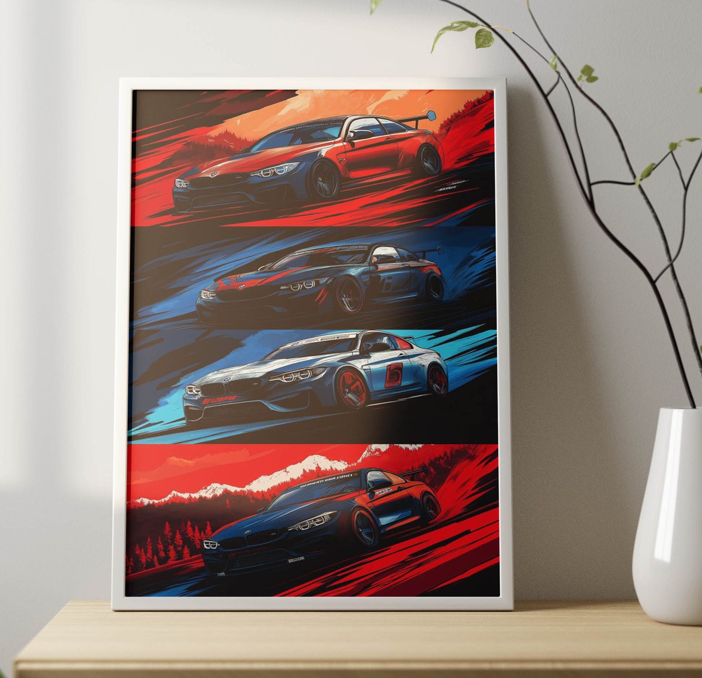 Super Cars Collage Art Poster Frame