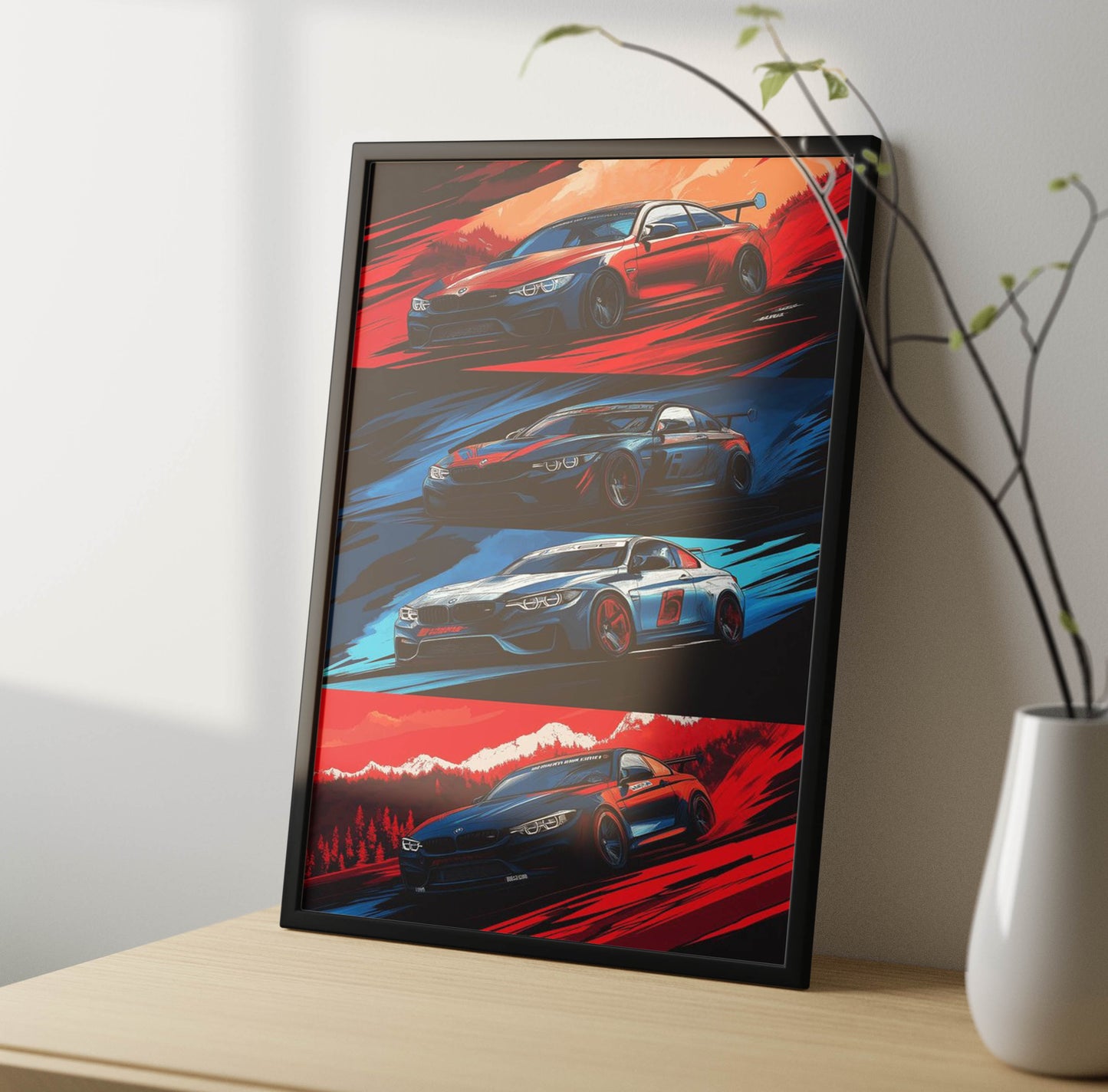 Super Cars Collage Art Poster Frame