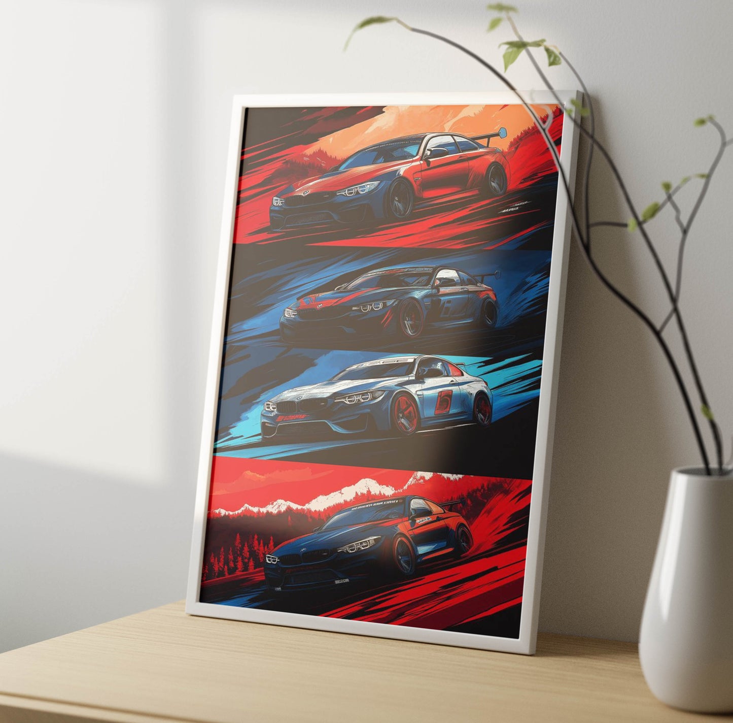 Super Cars Collage Art Poster Frame