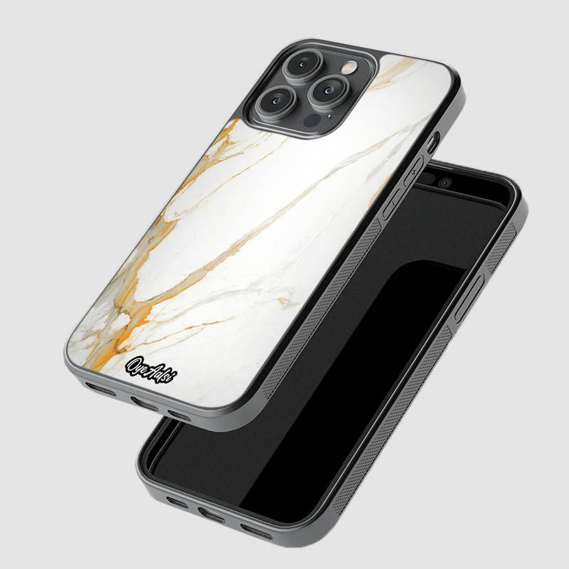 White And Gold Marble Glass Phone Case