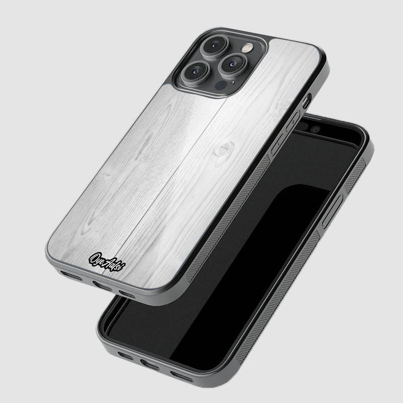 White Wooden Print Glass Phone Case