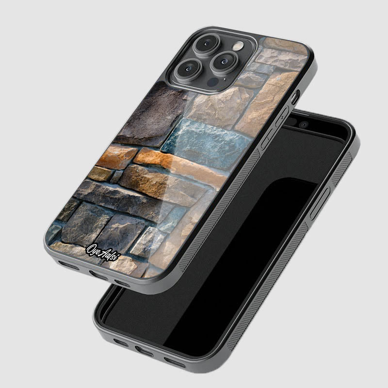 Real Stone Print Glass Phone Case