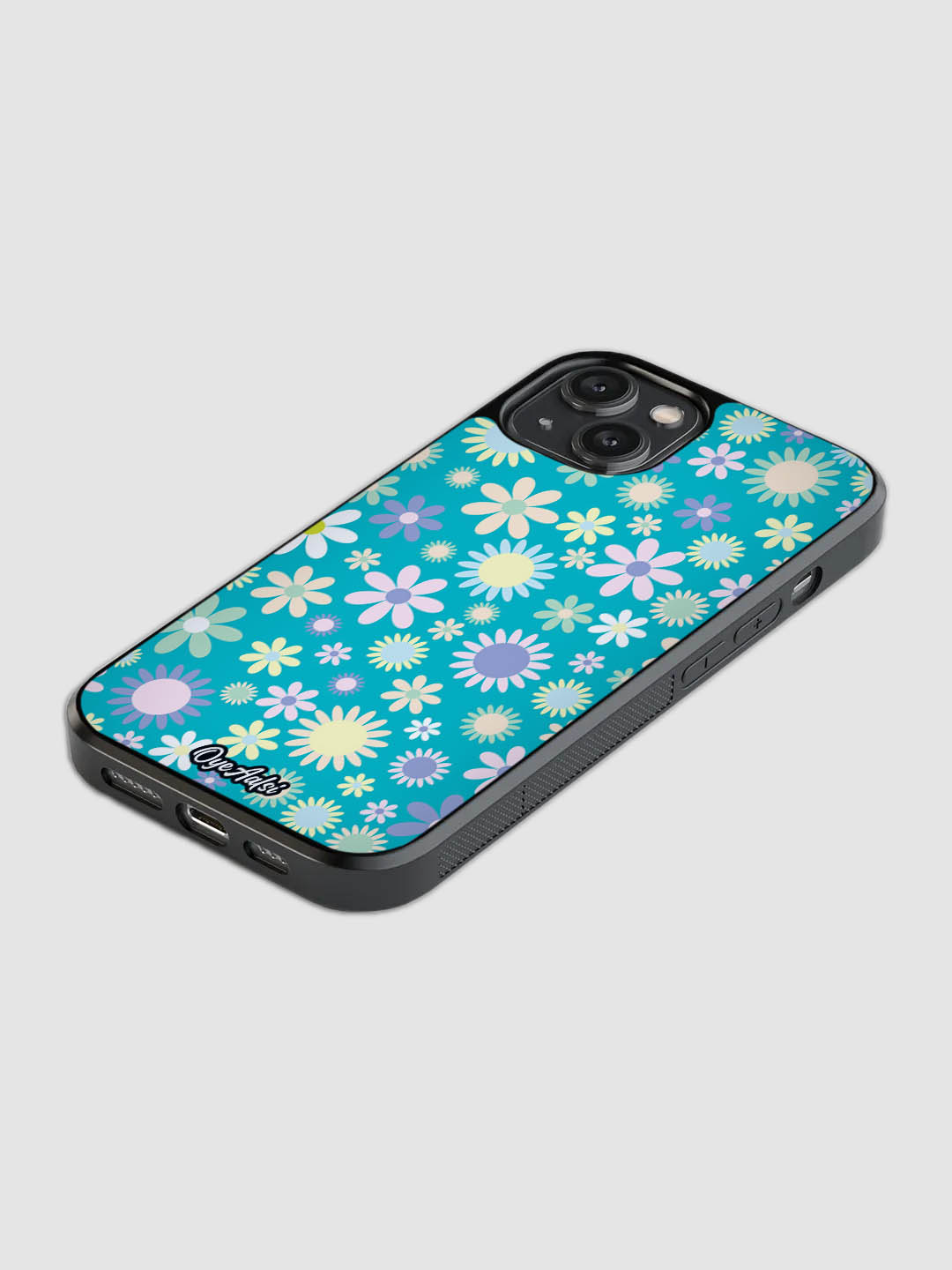 Vibrant Blue Floral Pattern Glass Phone Case