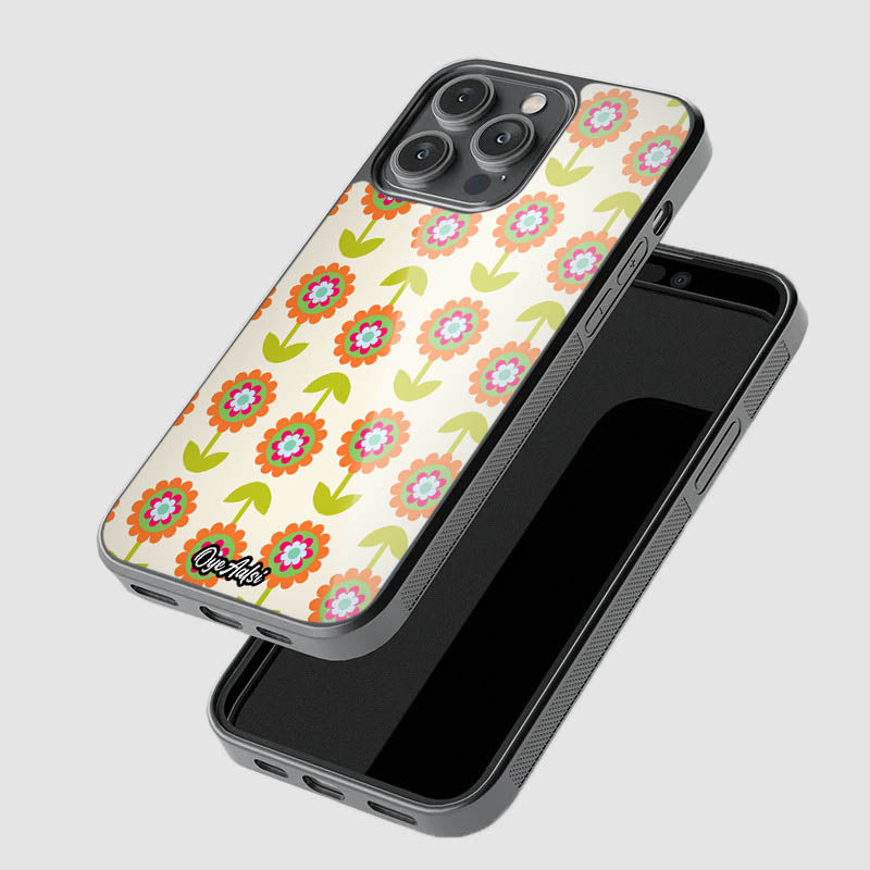 Trendy Floral Pattern Glass Phone Case