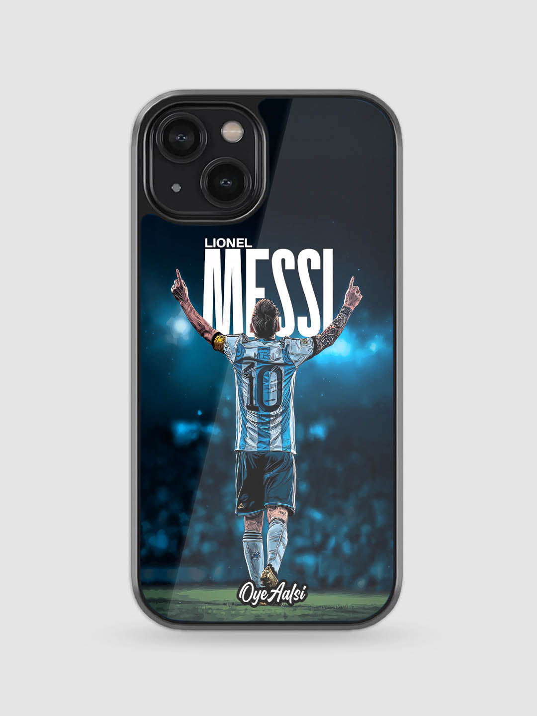 Lionel Messi celebration premium glass back cover football design