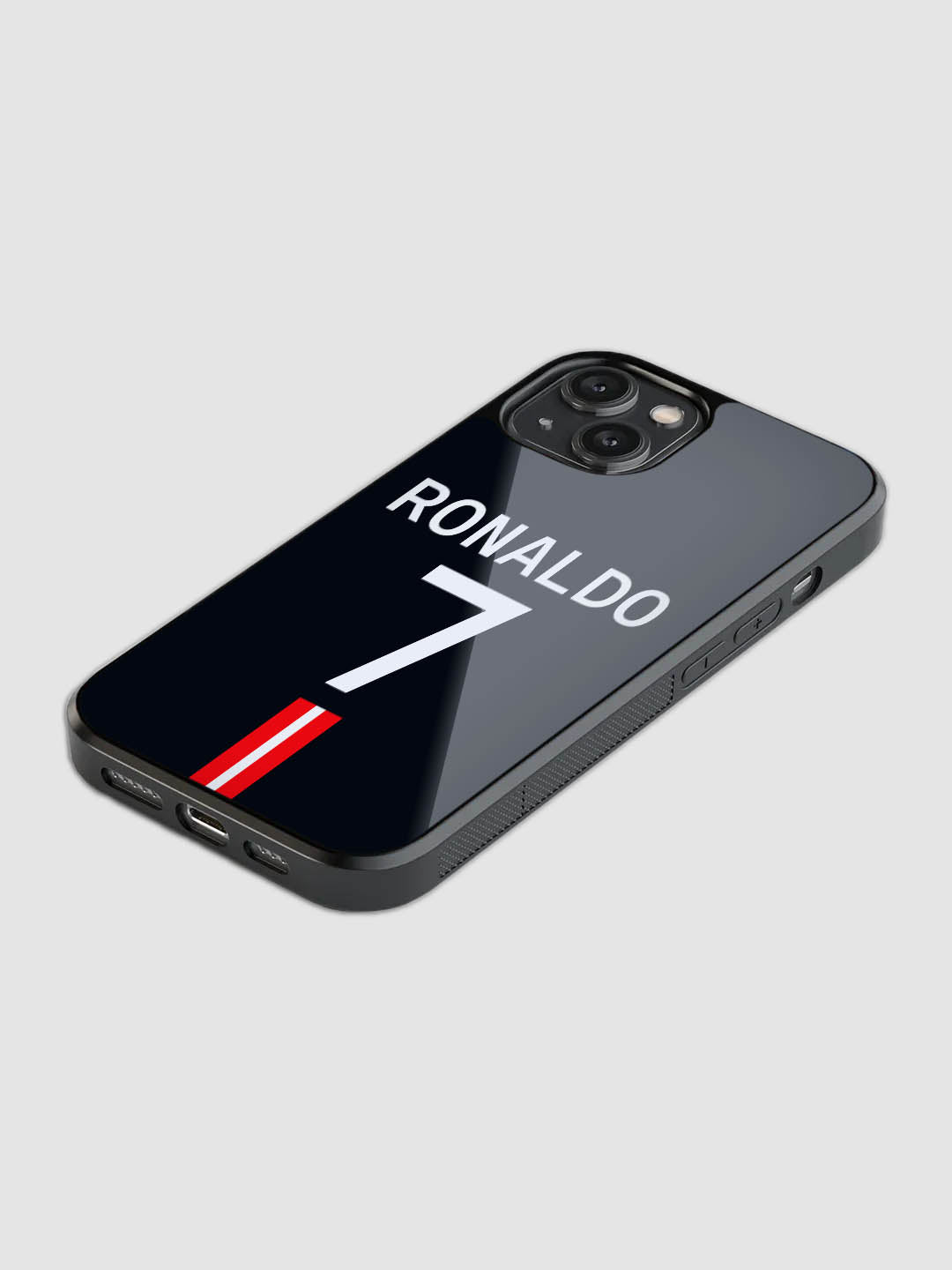 Cristiano Ronaldo Black Jersey Glass Phone Case