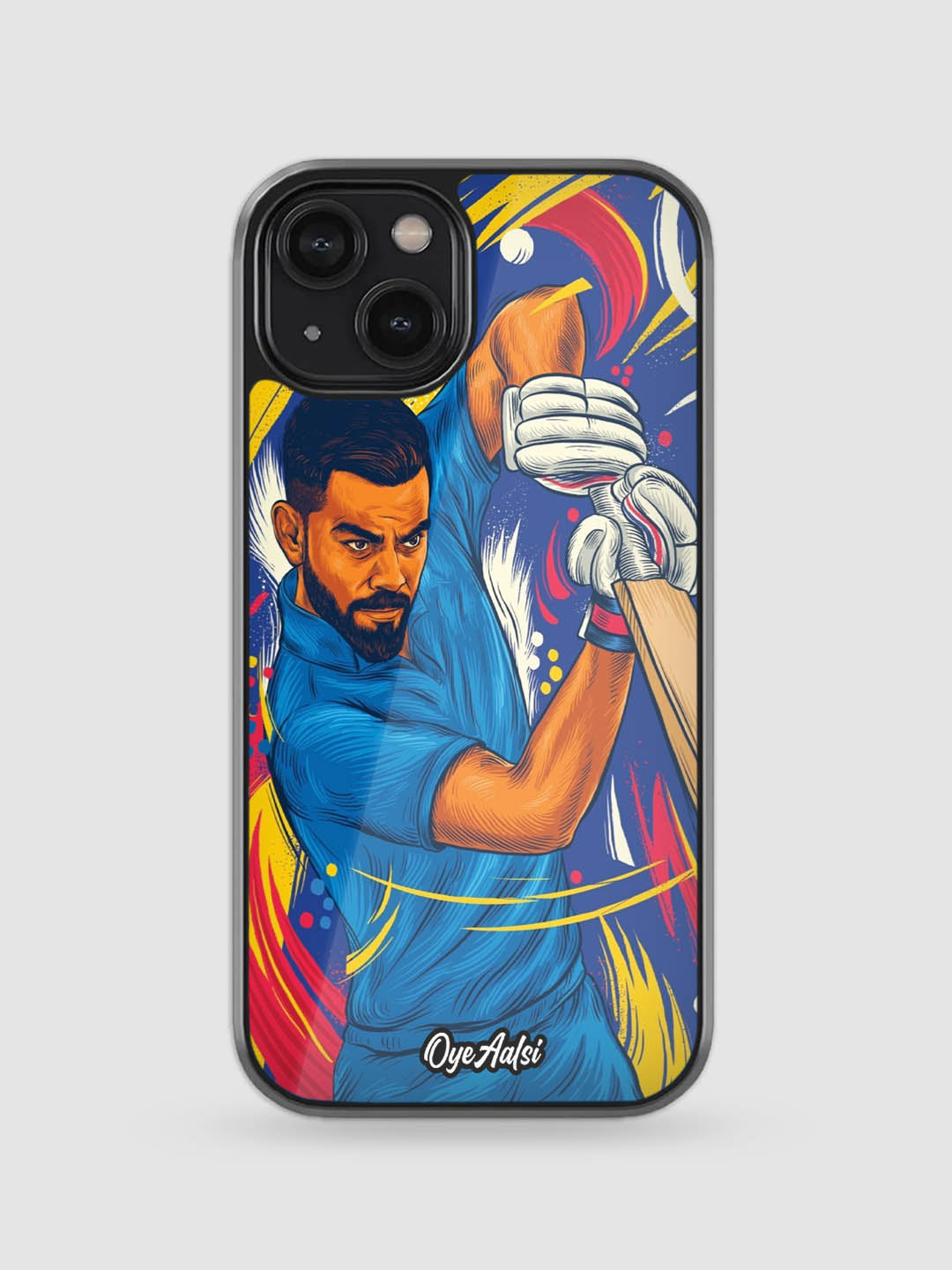 virat kohli printed glass phone case