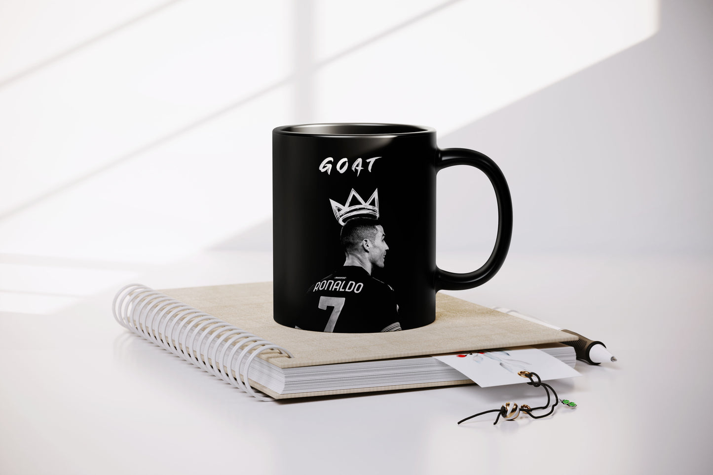 Cristiano Ronaldo GOAT Black Coffee Mug