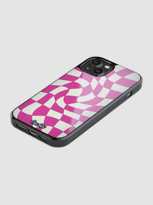 Y2K Pink Checks Glass Phone Case