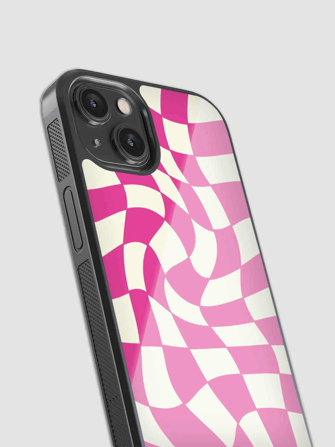 Y2K Pink Checks Glass Phone Case