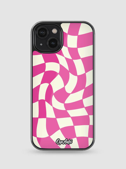 Y2K Pink Checks Glass Phone Case