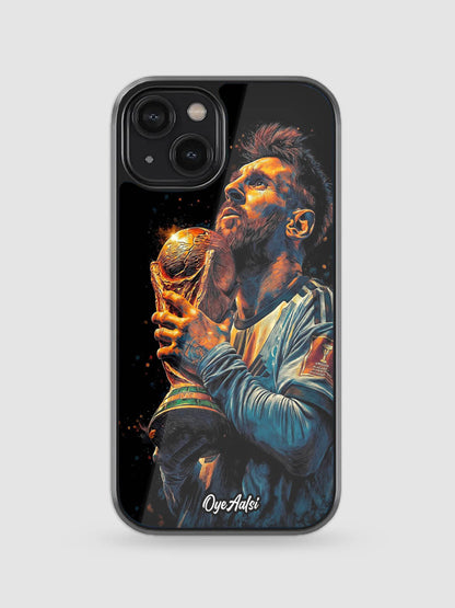 Lionel Messi victory art premium glass back cover football design
