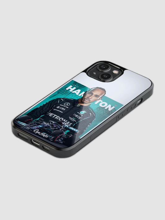 Lewis Hamilton aesthetic printed glass back phone case with camera protection
