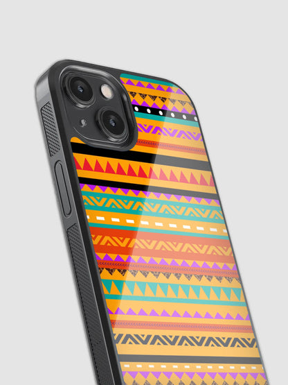 Orange Aztec Print Glass Phone Case