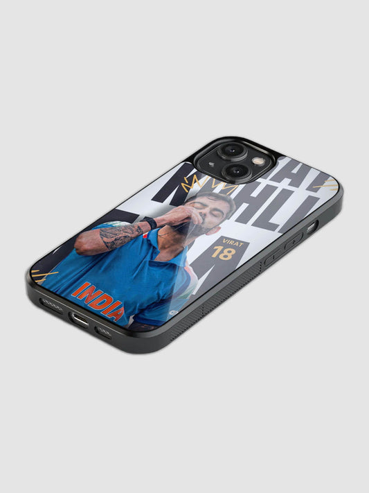 virat kohli printed glass phone case