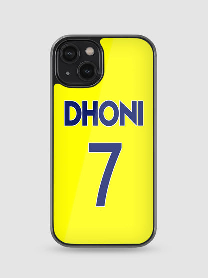 MS Dhoni Number 7 Jersey Glass Phone Case