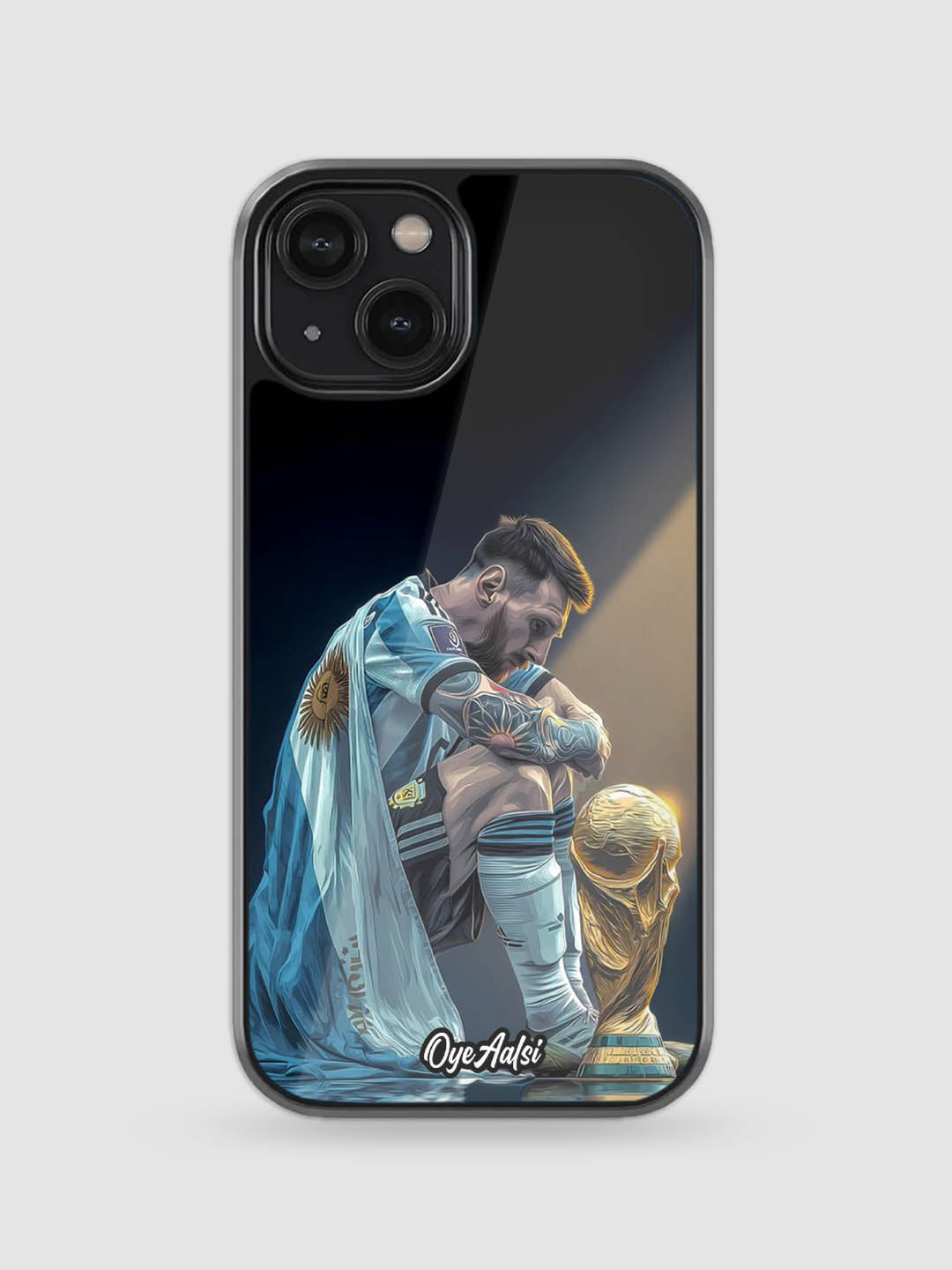 Lionel Messi World Cup Hero inspired glass phone case for football fans