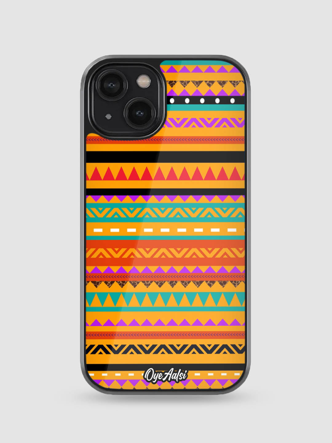 Orange Aztec Print Glass Phone Case