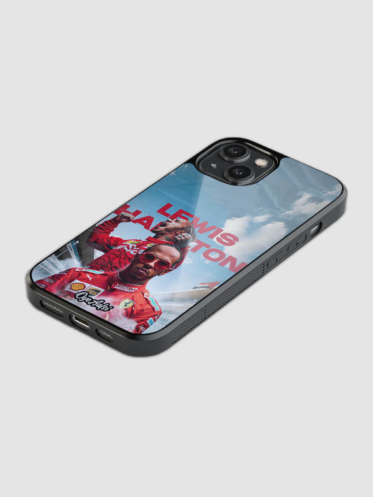 Lewis Hamilton art printed glass back phone case with camera protection
