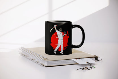 Virat Kohli Celebration Art Black Coffee Mug