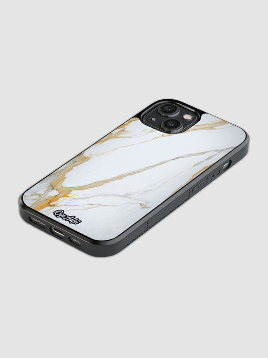 White And Gold Marble Glass Phone Case