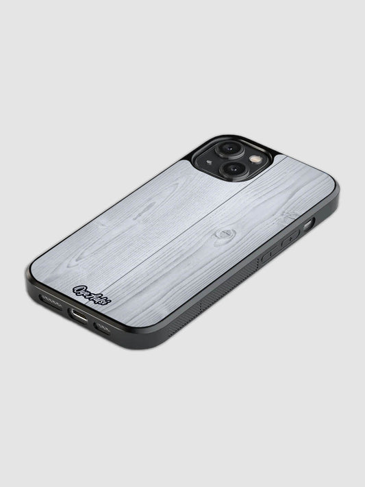 White Wooden Print Glass Phone Case