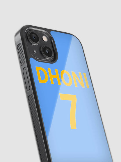 MS Dhoni Retro Jersey Glass Phone Case