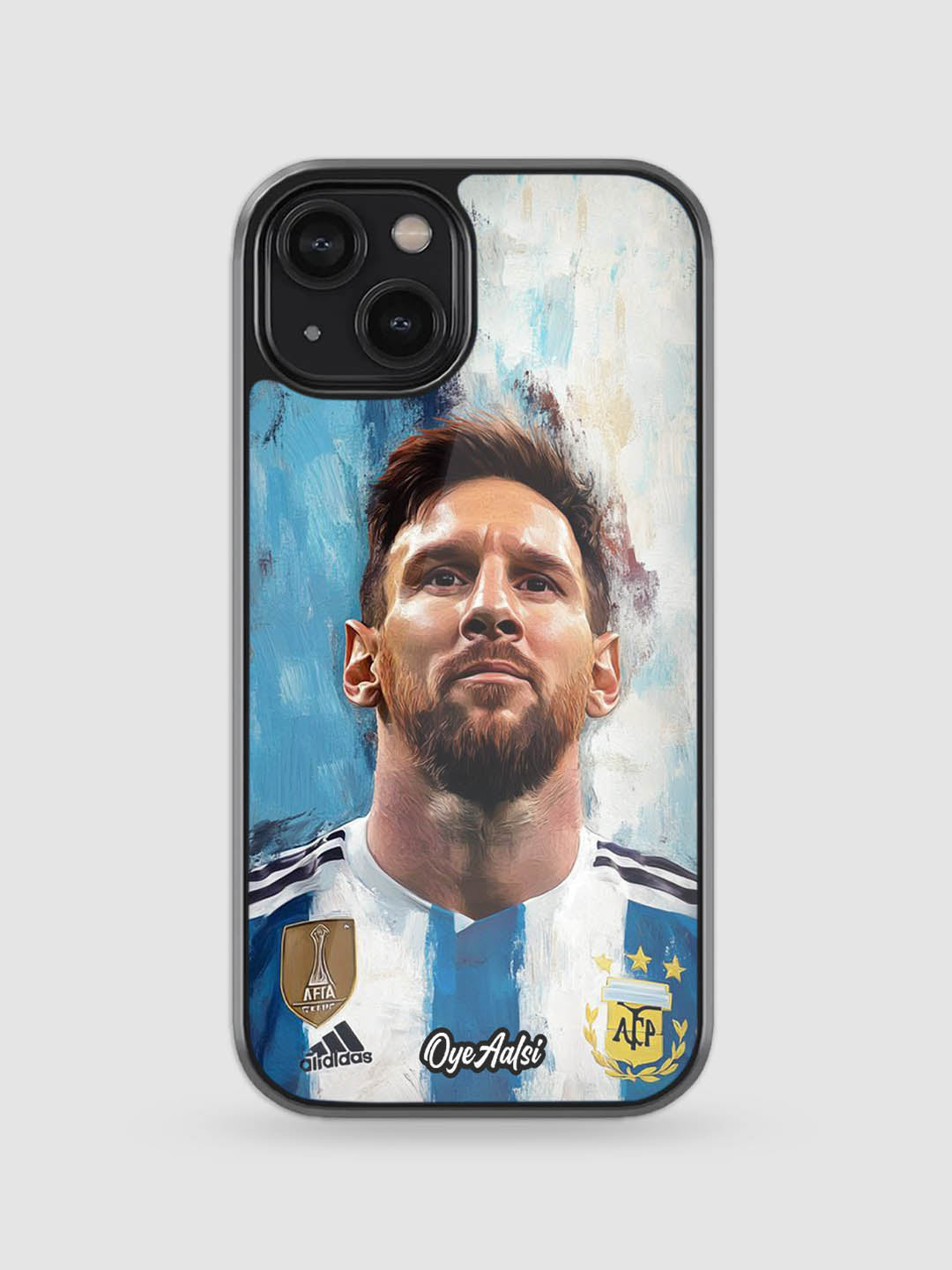 Lionel Messi The Legend inspired glass phone case for football fans