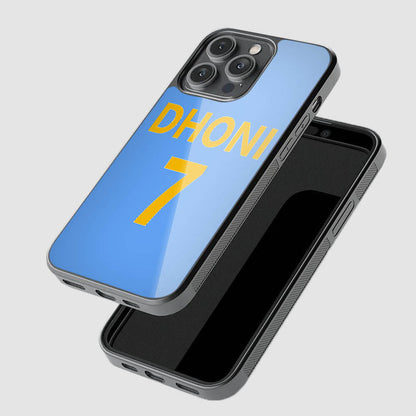 MS Dhoni Retro Jersey Glass Phone Case