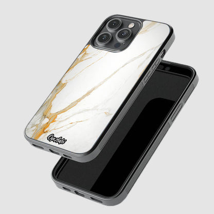 White And Gold Marble Glass Phone Case