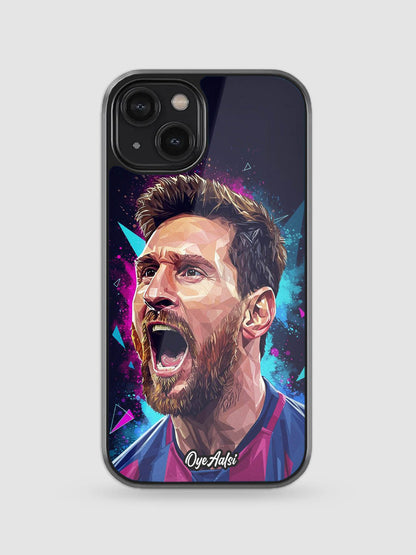 Lionel Messi masterpiece inspired glass phone case for football fans