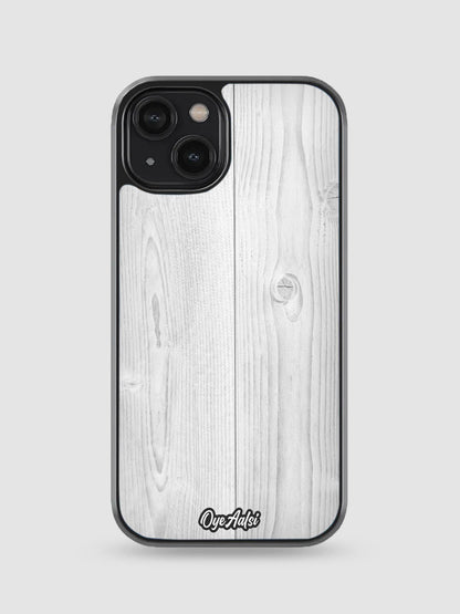 White Wooden Print Glass Phone Case