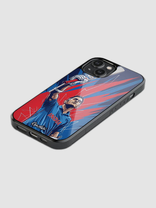MS Dhoni aesthetic glass phone case with camera protection