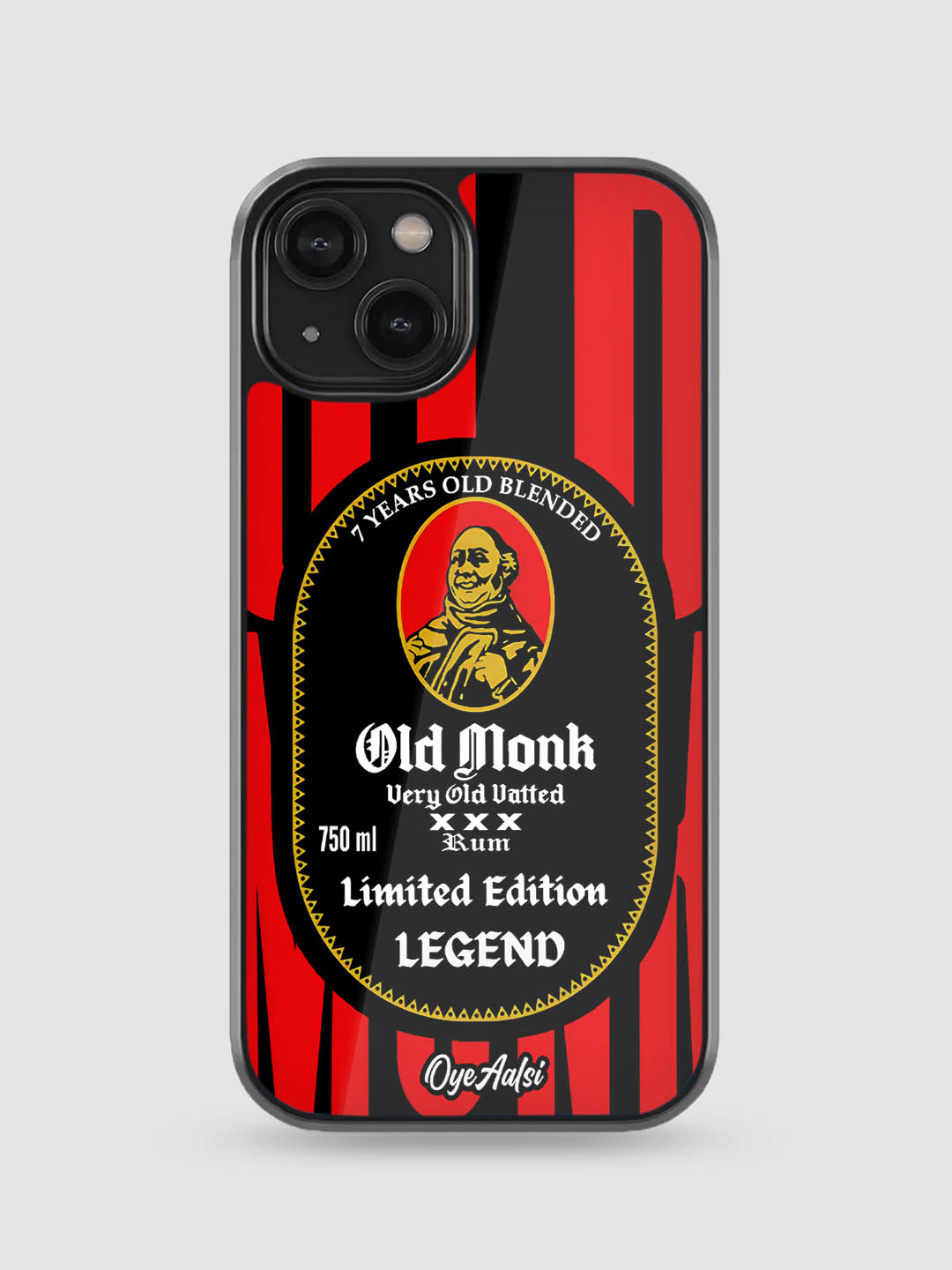 Limited edition glass case with classic bottle-style illustration