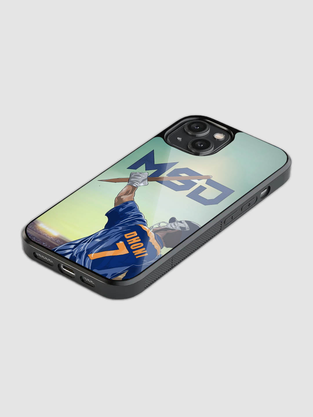 MS Dhoni glass phone case with camera protection