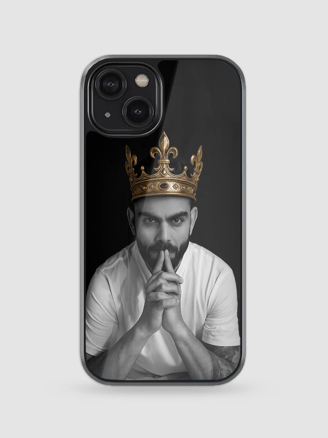 Virat Kohli printed glass phone cover with camera protection