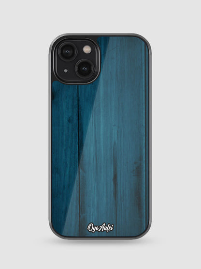 Blue Wooden Print Glass Phone Case