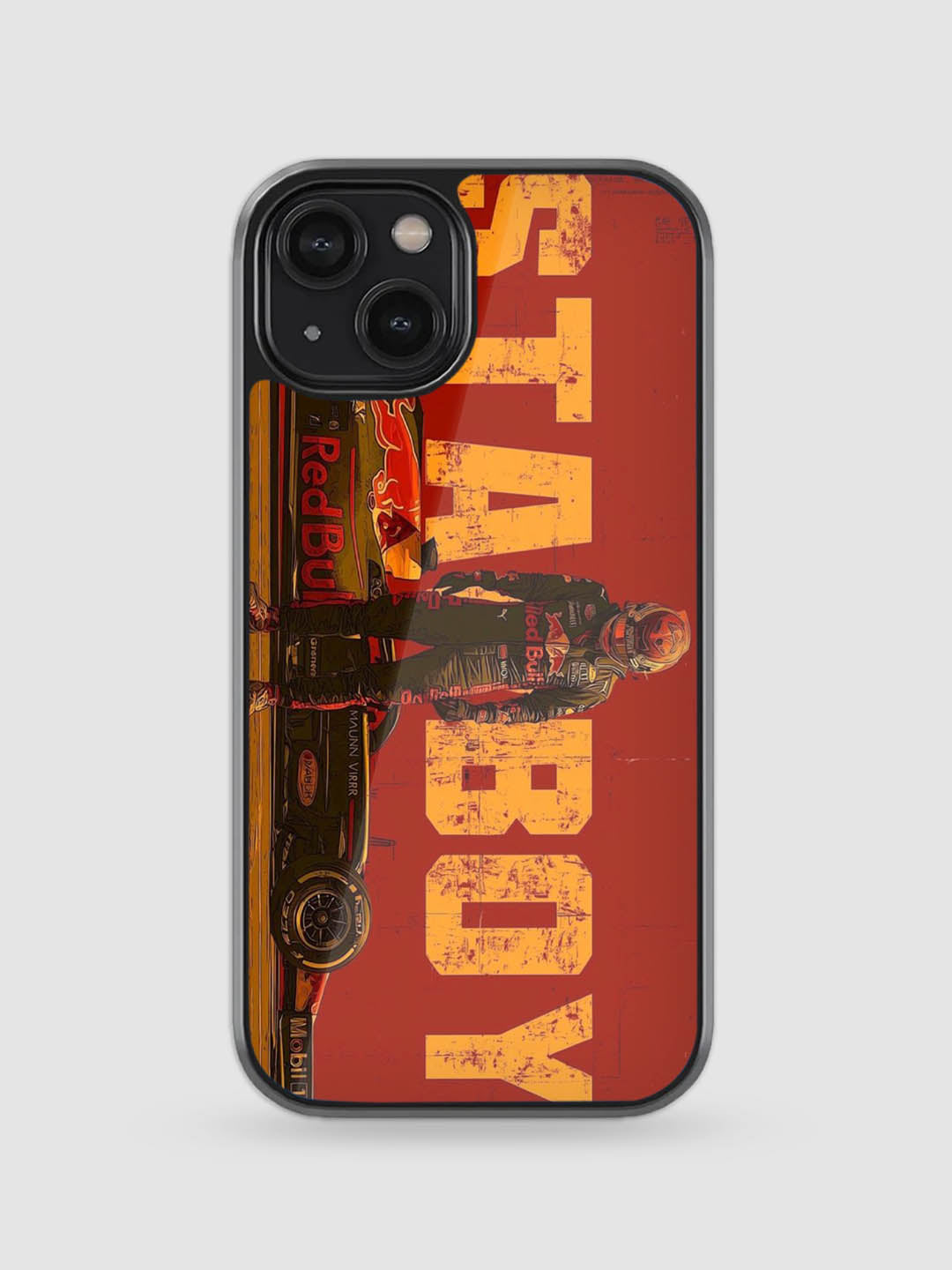 Max Verstappen Starboy glass phone case with bold Formula 1 design

