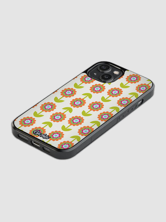 Trendy Floral Pattern Glass Phone Case