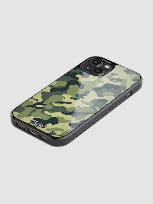 Green Camo Glass Phone Case