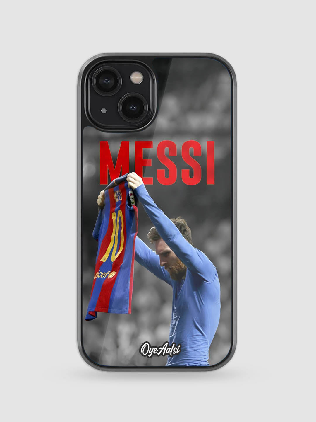 Lionel Messi iconic celebration inspired glass phone case for football fans