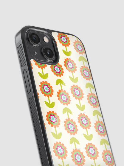 Trendy Floral Pattern Glass Phone Case