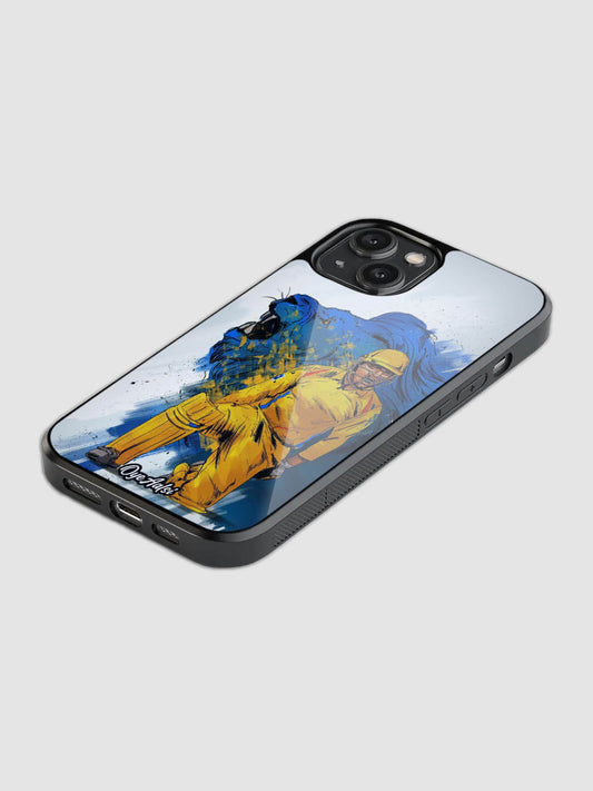 MS Dhoni lion art glass phone case with camera protection