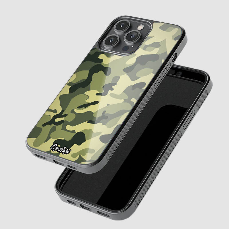 Green Camo Glass Phone Case