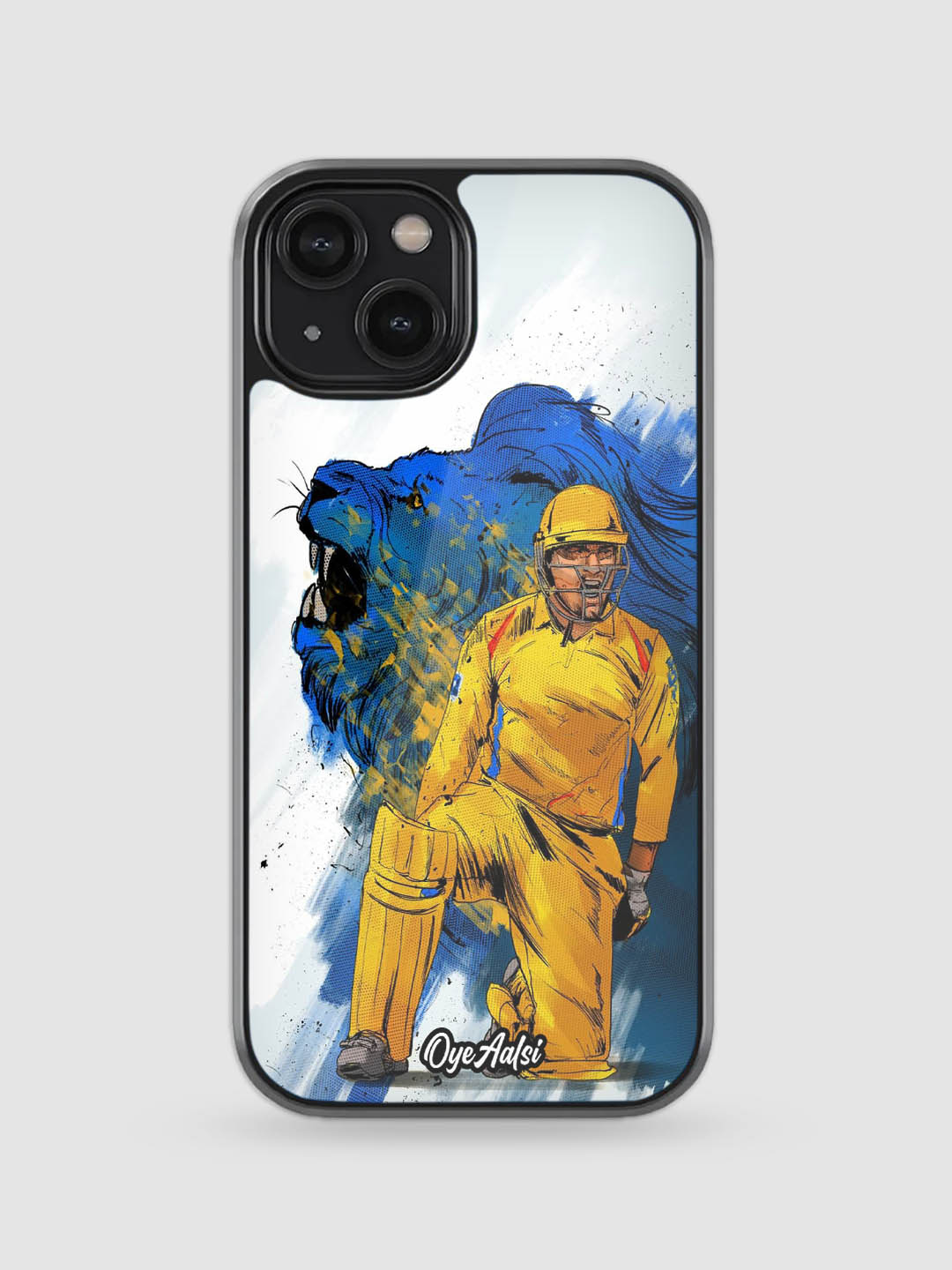 MS Dhoni lion art premium glass back cover strength design
