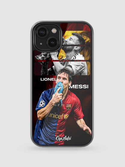Lionel Messi The Icon inspired glass phone case for football fans