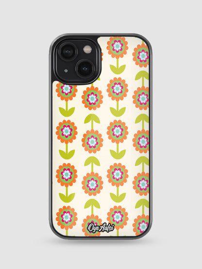 Trendy Floral Pattern Glass Phone Case