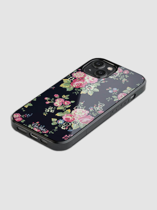 Vintage Floral Pattern Glass Phone Case